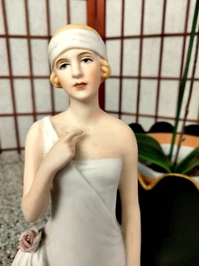 ART DECO BISQUE SPLENDID LADY FIGURINE, 9”, EARLY 1900’s - Picture 1 of 20