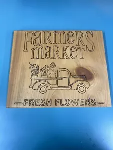 Handgebranntes Bauernmarktschild mit Vintage Anhänger - Bild 1 von 4