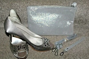 BNWT 41 size 7.5 DANIEL peep toe Wide Fit SHOES & 100% leather clutch BAG - Picture 1 of 7