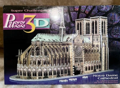 New Milton Bradley Notre Dame Cathedral Puzzle 3D Challenging Foam Back 952 pcs - Image 1 of 4