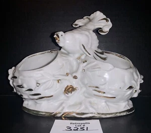 White Ceramic Bird Planter Gold Trim Germany Vintage - Picture 1 of 10