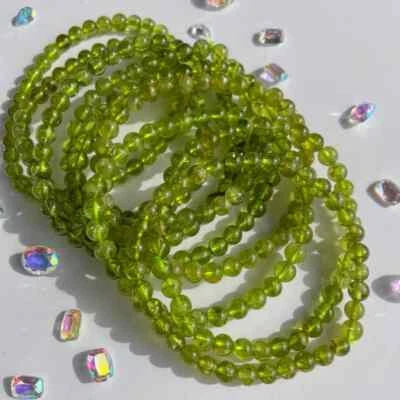 Wholesale Lot 6Pcs Natural Green Peridot Beaded Crystal Healing Reiki Bracelet - Image 1 of 4