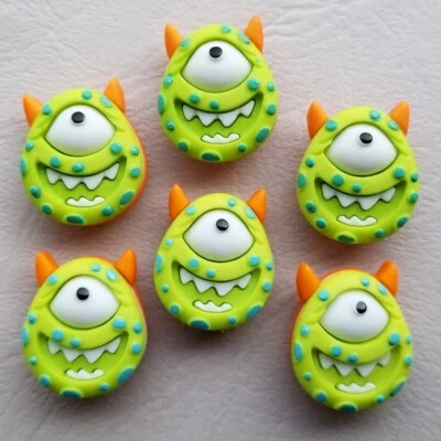 Dress It Up Buttons GREEN MONSTER Face Alien One Eye Fantasy Sewing Cards Crafts - Image 1 of 2