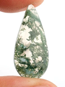 Natürlicher Moosachat Birne Cabochon 26x12 mm Lose Edelstein Geburtstagsgeschenk 8 Kt. - Bild 1 von 6