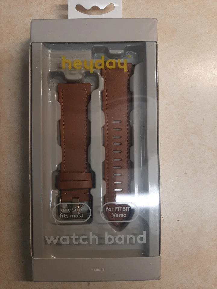 Fitbit Versa Watch Band Brown Leather One Size Fits Most- Open Box by Heyday  - Image 1 of 1