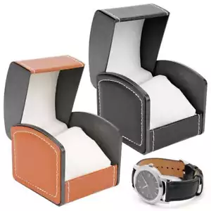 Einzelne Uhr Geschenkbox mit Kissen PU Leder Armbanduhr Vitrine Organizer - Bild 1 von 14