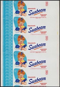 Vintage Brotverpackung SUNBEAM TRAUSCHS Miss Sunbeam Mädchen abgebildet Clinton Iowa - Bild 1 von 2