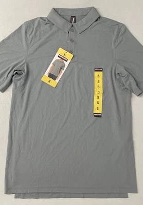 KIRKLAND Signature Men's Performance Polo Shirt GRAY Wicking SMALL Stretch UPF50 - Image 1 of 4