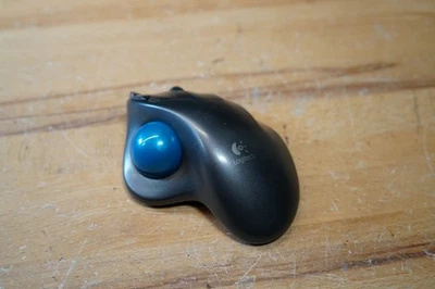 (E) Logitech Logi M570 Wireless Trackball Mouse & Paired Receiver Blue Ball - Image 1 of 4