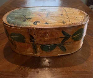 "Antigua caja ovalada de novias pintada alemana - hermosos colores 16"" X 10""" - Imagen 1 de 14