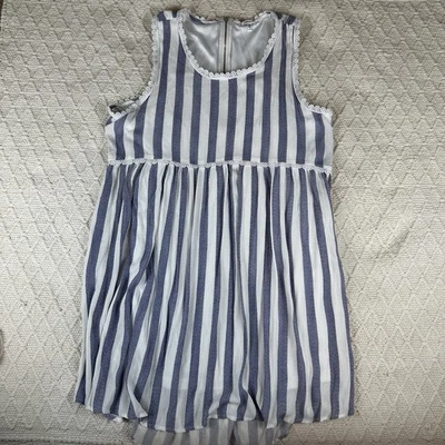"Vestido Jodifl a rayas sin mangas azul blanco forrado con rayón para mujer 2X 36""" Foto 1 de 4