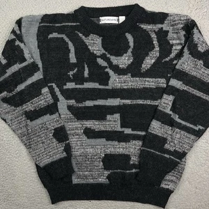 Vintage Saturdays schwarz grau Acryl Wolle Pullover Rundhals Sweatshirt Gr. XL - Bild 1 von 5
