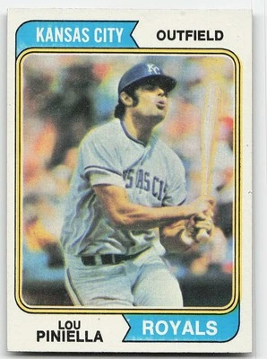 1974 Topps #390 Lou Piniella BASEBALL Kansas City Royals - Image 1 of 2