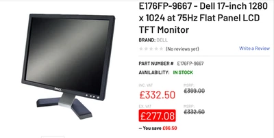 🎃 Rare BRAND NEW  4:3 RATIO Vintage Dell E176FP 1280X1024 Computer Monitor 🙇🏻 - Image 1 of 4