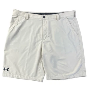 Under Armour Men's Sandstorm Team Flat Front Shorts Beige Size 40 Vented Golf - Picture 1 of 17