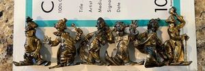 Vintage SET 6 Fontanini DEPOSE ITALY 3" Gold BLACK CLOWNS FIGURINES - Photo 1/4