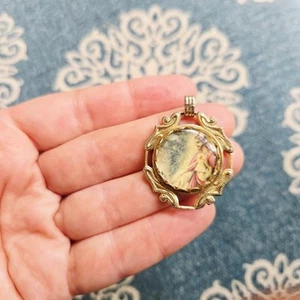 Vintage Ornate Gold Jesus Medal Medallion Pendant - Picture 1 of 6