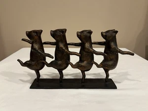Cerdos bailarines de hierro fundido sólido San Pacific International con acabado en bronce de colección - Imagen 1 de 17