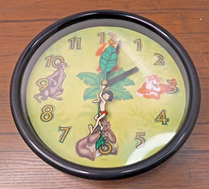 Vintage 1992 Disney Jungle Book 10” Wall Clock Green Black Mowgli Baloo In Box - Bild 1 von 10