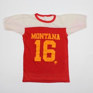 Vintage 1981 Montana 16 Ringer Shirt 1st String Size L Adult (Fits small) NFLPA