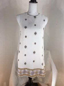 Forever 21 Shirt Dress Lined Off White Pink Gold Black Top Blouse Sz Small - Picture 1 of 6