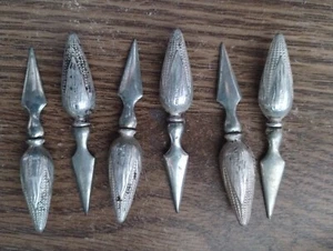 6pc Sterling Vintage Sterling handle UNKNOWN CORN COB HOLDERS 2 3/4" - Picture 1 of 1