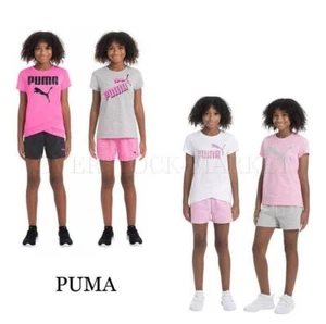 NEW GIRLS PUMA 4 PIECE LOGO ACTIVE SET! 2 T-SHIRTS & 2 SHORTS! VARIETY - Picture 1 of 2