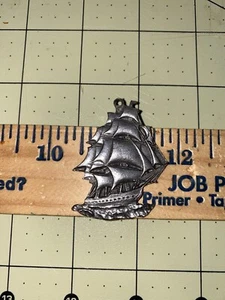 Vintage Large Pewter Sailboat Pendant Chain Necklace - Picture 1 of 4