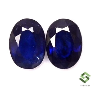 7x5 mm Natural Blue Sapphire Oval Cut Pair 1.82 CTS Calibrated Loose Gemstones - Picture 1 of 6