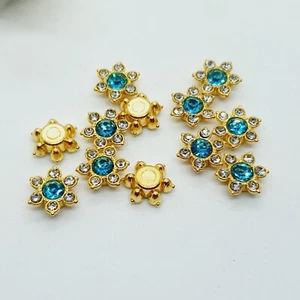 12mm fancy TURQUOISE BLUE crystal gem dress coat Flower sew on rhinestone Button - Picture 1 of 1