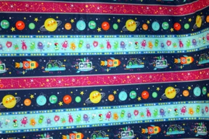 SPACE MONSTERS STRIPE FROM MICHAEL MILLER - 100% COTTON FABRIC - Picture 1 of 9