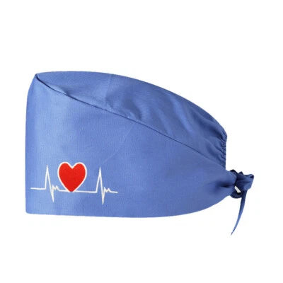 Unisex Surgical Scrub Cap Doctor Nurse Cotton Hemmed Hat Women Men Adjustable - Image 1 of 4