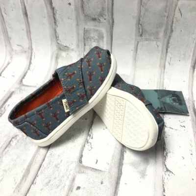 NWT! Toms Tiny Classic Alpargata Blue Lobsters Slip Ons - T6 (Toddler) Size - Image 1 of 4