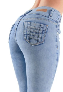 Plus / Junior Size Colombian Design Butt Lift unfinished hem Skinny Jeans - Picture 1 of 21