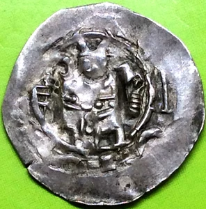 Österreich 1 Pfennig 1183 - 1200 Adalbert im Panzer Salzburg Friesach Silber - Bild 1 von 8
