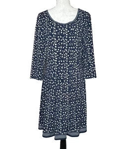 Max Studio Ditzy Floral Dress Women's XL Navy 3/4 Sleeve Pleated Fit & Flare NWT - Picture 1 of 20