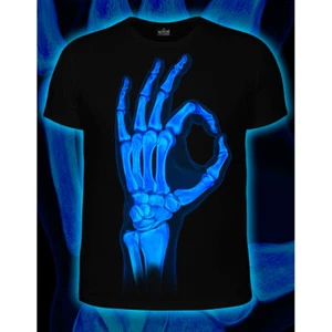 Herren T-Shirt "X-OK" mit Muster unter UV Schwarzlicht leuchtet Neon - Bild 1 von 2