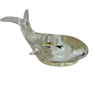 Vintage klar Murano Stil Glas Wal mit Fisch Figur Briefbeschwerer mit Schwanz nach oben - Bild 1 von 11