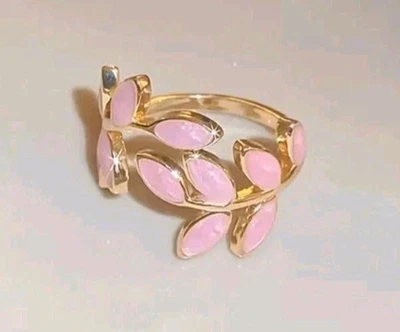 Anillo Rosa Madreperla Hoja Abierta - Banda Ajustable Inspirada en la Naturaleza OS Foto 1 de 4