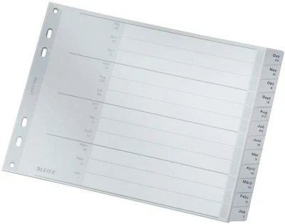 LEITZ 1288 Monatsregister - Dez-Jan, A4, PP, 12 Blatt, grau