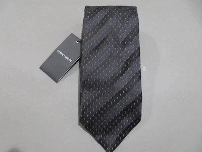 Giorgio Armani Tie Mens One Size Black Silk Jacquard Stripe Made in Italy Formal - Image 1 of 4