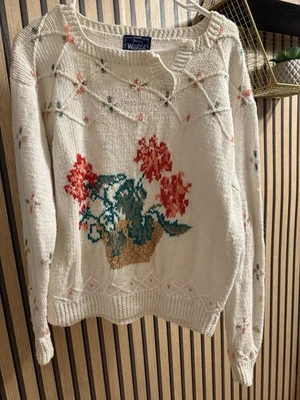 Suéter Floral Retro Tejido Grueso Núcleo Woolrich Cottage Vintage Años 80 Pequeño Foto 1 de 4