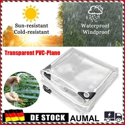 MARKENLOS Gartenmöbel Plane Transparent Ösen PVC Balkon Pavillon wasserdicht Abdeckplane