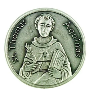 St Thomas Aquinas Pocket Token Academics Italian Catholic Prayer Coin - Picture 1 of 2