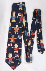 VINTAGE Save The Children Neuheit Seidenkrawatte blau VATERTAG Vater USA - Bild 1 von 7