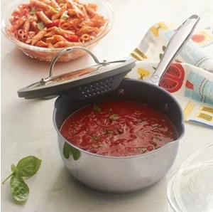 Princess House HERITAGE SIGNATURE 1.75 Qt Nonstick Straining Saucepan 10614 New - Picture 1 of 4