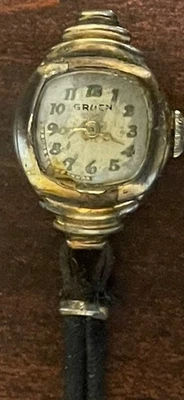 Reloj Curvex Vintage Gruen Damas’ - Art Deco Años 1920-1930, Estuche Dorado, Diapositiva Firmada Foto 1 de 4
