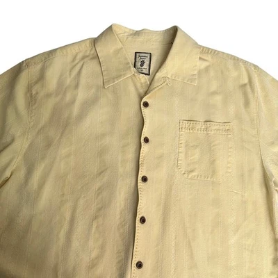 Camisa informal Jamaica Jaxx para hombre XL seda abotonada manga corta amarillo mantequilla Foto 1 de 4