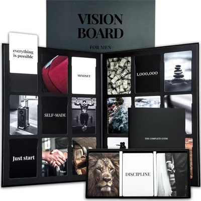 Kit de tablero de visión para hombre - 168 tarjetas con diversas citas de imágenes, negro Foto 1 de 4