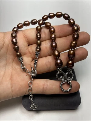 设计师 Barbara Bixby 纯银棕色巧克力珍珠 3 环项链 — 第 1/4 张图片